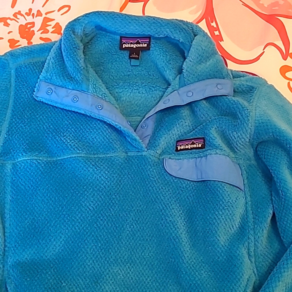 Patagonia Women's Blue Fuzzy Sweatshirt Pullover Size Large